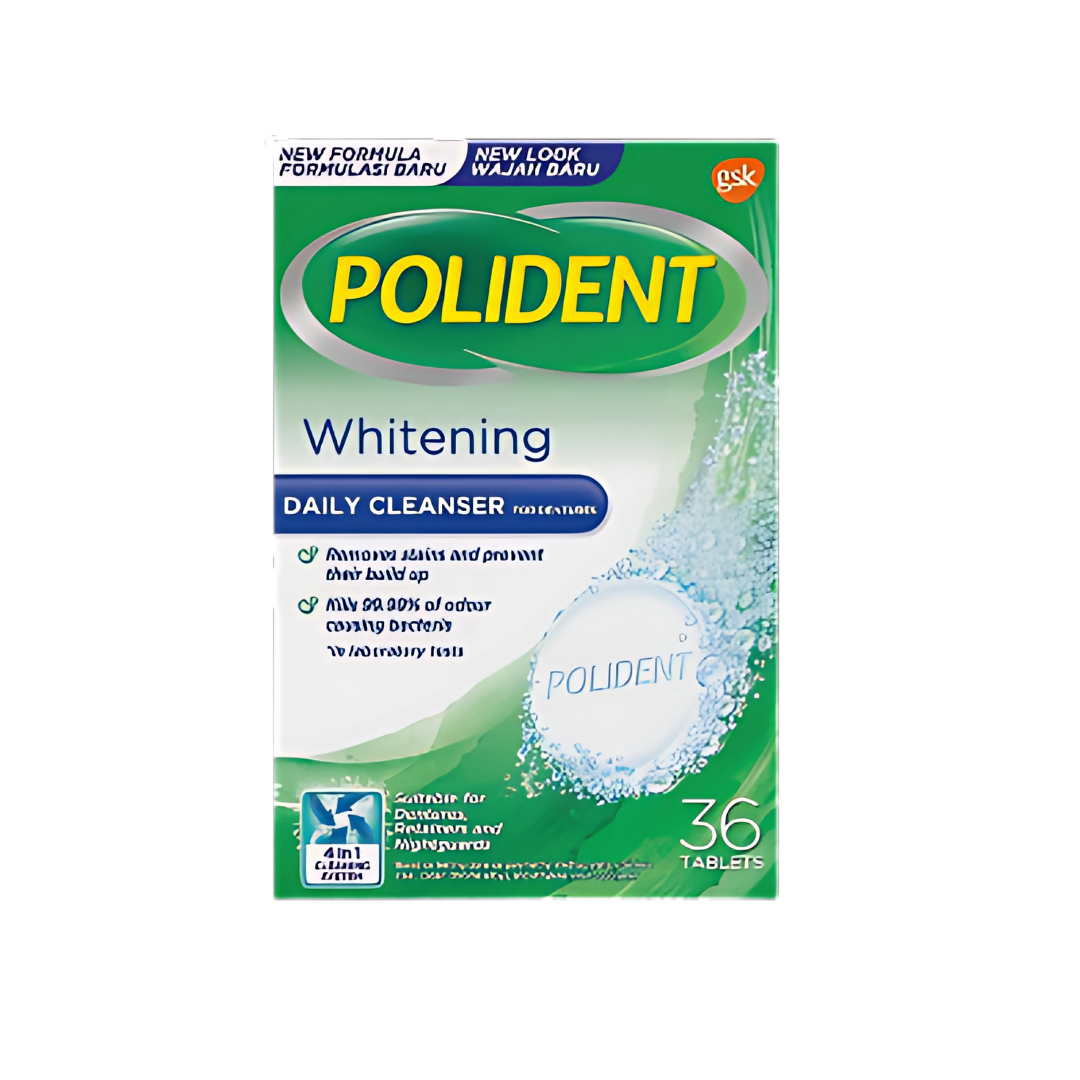 Polident Whitening Denture Cleanser Tab 36'S
